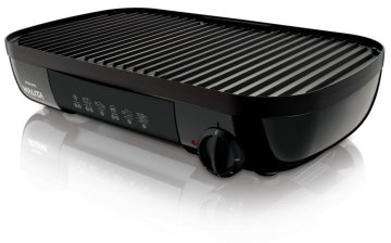 Philips HD6321/20 Tischgrill (2000 W, gerippte und glatte Grillplatte), Schwarz