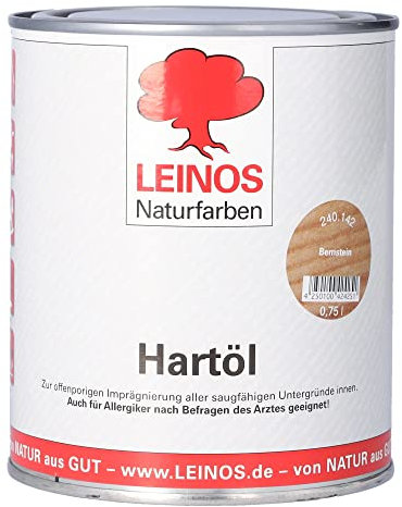 LEINOS Holzöl 750 ml | Hartöl Bernstein für Tische Möbel Arbeitsplatten | Teak Eiche Möbelöl für effektive Versiegelung und langanhaltenden Schutz im Innenbereich