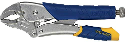 Irwin T05T Vise-Grip Pince-Etau avec Mâchoire Courbe/Coupe-Câble, Argent/Bleu/Jaune, 250 mm