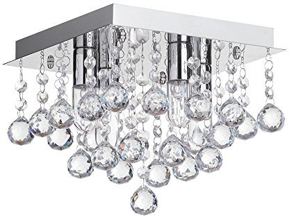 LITECRAFT Orlando Ceiling Light Bathroom IP44 Rated Flush Mount - (Polished Chrome, 4 Light)