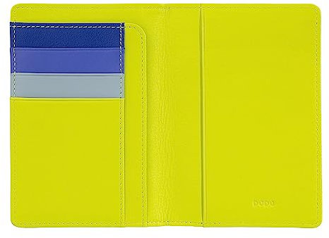 DUDU Porta passaporto pelle e carte di credito RFID multicolore Lime