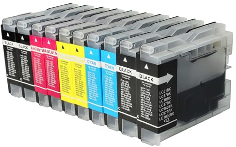 vhbw 10x Tintenpatronen kompatibel mit Brother MFC-Serie MFC-235C | MFC-240C Drucker (Kompatibel) - Ersatz für LC-1000, LC-970