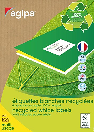 agipa 101189 Recycling Vielzweck-Etiketten, 105 x 35 mm, weiß