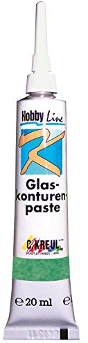 KREUL 4553 - Glas - Konturenpaste, 20 ml Tube, grün, für eine Kontur ähnlich der Bleiverglasung, praktische Kunststoffdüse für filigrane Arbeiten