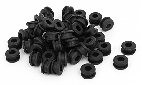 sourcing map Passe Fil Caoutchouc Oeillet Passe Câble Bague étanchéité plat noir joint câblage intérieur 5 mm diam 50pcs