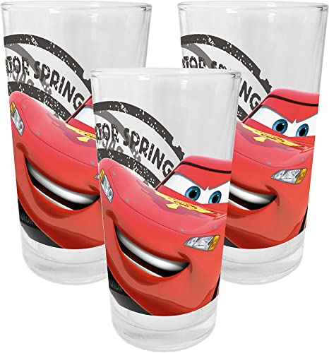 Disney CARS Set di 3 bicchieri da 200 ml, in vetro, multicolore, 27 x 6, 5 x 12,5 cm, 3 unità