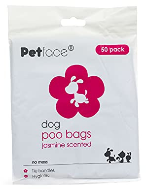 Petface 50 Jasmine Scented Dog Poop Bags, Tie Handle (Pack of 1) | Convenient Tie Handles, Practical Design, Suitable for All Dog Sizes, Mess-Free