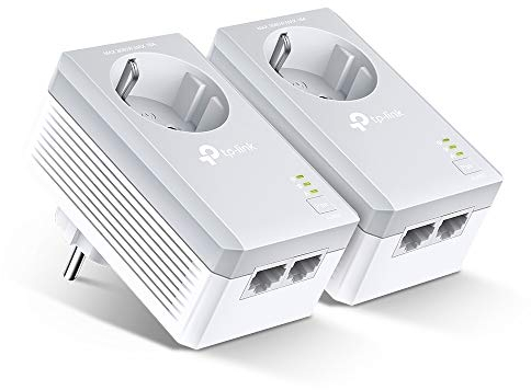 TP-Link CPL 600Mbps avec 2 ports Ethernet et 1 prise intégrée, Prise CPL Kit avec 2 adaptateurs, Compatible avec tous les Anciens Modèles et toutes les box internet, TL-PA4020P KIT