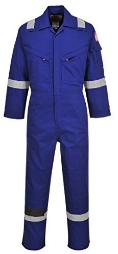 Portwest FR28 Bizflame Work FR Coverall Rule Pocket Two-Way Zip Radio Loops | Royal Blue, 2X Large, EN ISO 11612, EN 1149-5, Class 2 Welding Protection, Regular Fit, Action Back, Two Back Patch Pockets