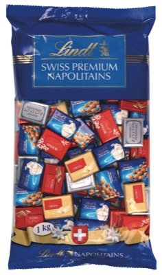 Lindt Napolitains Mischbeutel, Schweizer Mini Schokoladentäfelchen in 6 Varianten, 1er Pack (1 x 1kg)