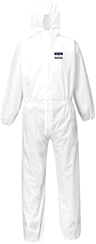 Portwest ST30 BizTex SMS Coverall Type 5/6 (Pk50) Ergonomically Shaped Hood | White, 2X Large, EN 1149-5, UKCA, Loose Fit, Sealable Zip Storm Flap, Two-Way Zip, Machine Washable, Lightweight, Workwear