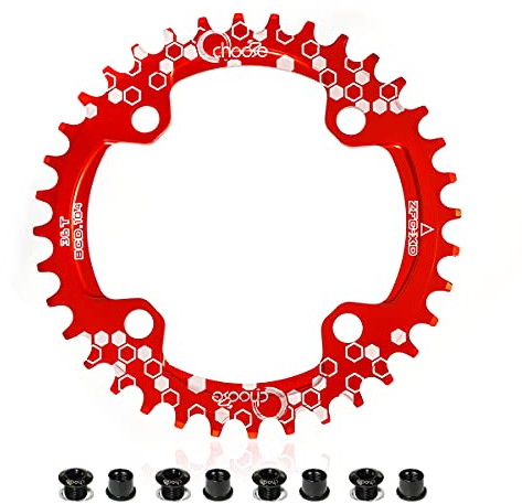EASTERN POWER Plato 30 Dientes BCD 104, Plato BCD 104 Bicicleta Montaña, Aluminio Monoplato 30 Dientes MTB, Rojo(Incluye 4 Tornillos Plato)
