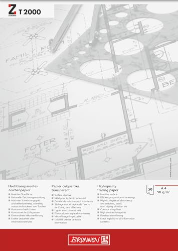 Brunnen Zeichen-/Entwurfblock, A4, 210 x 297 mm, 90 g/qm, 50 Blatt