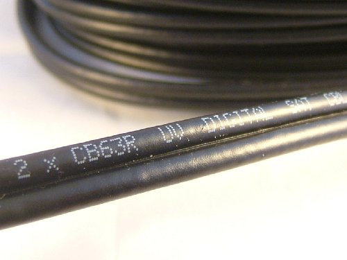 The One Stop Sat Shop ® Twin satellite cable CB63R/WF65 for Sky Plus, Sky HD, Freesat Plus. Black or white cable choose and choose your length with free cable clips. (5m, Black)