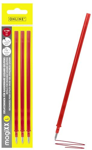 Online 3x radierbare Ersatzminen kompatibel mit Legami Gelstifte magiXX L I Rot 0,7mm Strichstärke I Ersatzmine für Gelschreiber radierbar I Nachfüllminen für Gel-Roller mit radierbarer Tinte