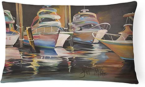 Caroline's Treasures JMK1076PW1216 Sea Chase Tiefsee-Fischerboote, Leinwandstoff, dekoratives Kissen, 12 H x 16 W, Mehrfarbig