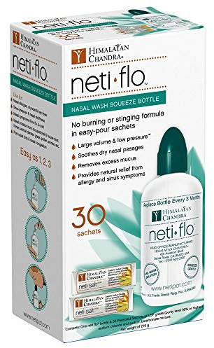 Himalayan Neti Flo Nasal Wash Bottle with 30 Sachets, 10 Ounce