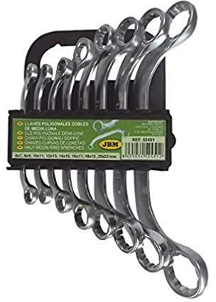 JBM 52451 - Pack de 8 Llaves Tipo C Cabezal Redondo, 12 Cantos