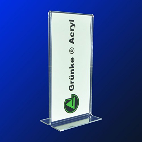 Grünke® Acryl 10 Stück T Aufsteller DIN Lang Hochformat, T-Ständer, Tischaufsteller, DL