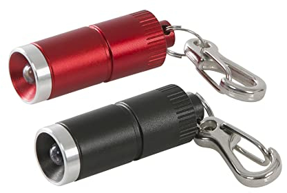 kwb Mini LED Schlüsselanhänger-Set 948395 (2-teilig, superhell, eloxiertes Aluminiumgehäuse, Karabinerhaken, schwarz / rot)