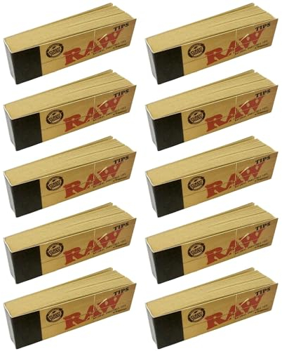 500 puntas de filtro de papel de liar Raw; 10 librillos de 50, tamaño estándar, vegano