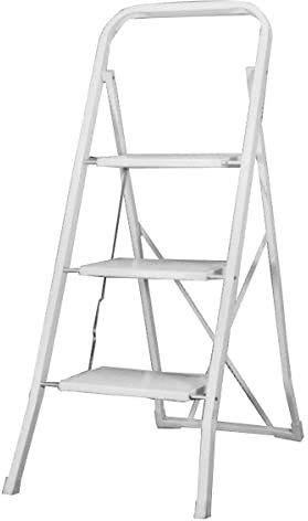 TEC HIT 44420 - Marchepied Escabeau - 3 marches en Acier - Blanc