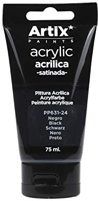 MP Artix Pintura Acrílica Satinada, Negro (Black), 75 ml