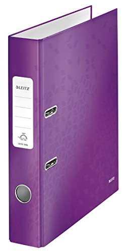 Leitz Qualitäts-Ordner 180°, A4, schmal, 5,2 cm Rückenbreite, laminierte Graupappe, Violett, WOW Serie, Design kann variieren, 10064062