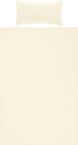 Erwin Müller Bettwäsche-Set Seersucker Uni Serie Rosenheim, Bettbezug, Kissenbezug Creme Größe 40x80 cm / 135x200 cm - pflegeleicht, bügelfrei, mit Reißverschluss