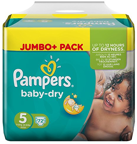 Pampers Baby Dry Größe 5 Junior 11-25kg Jumbo Plus Pack 72 Windeln