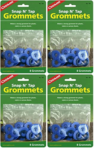 Coghlan's Snap N' Tap Grommets 11mm Strong Tarp Repair Kit Camping (4-Pack of 8)