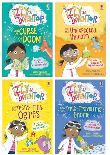Izzy the Inventor Series By Zanna Davidson 4 Books Collection Set (The Unexpected Unicorn, The Curse of Doom, The Time Travelling Gnome & the Teeny Tiny Ogres)