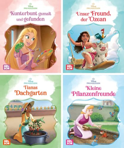 Nelson Mini-Bücher: 4er Disney Prinzessin 25-28: Vier kleine Bilderbücher ab 3 Jahren mit Rapunzel, Cinderella, Vaiana und Tiana zum Vorlesen