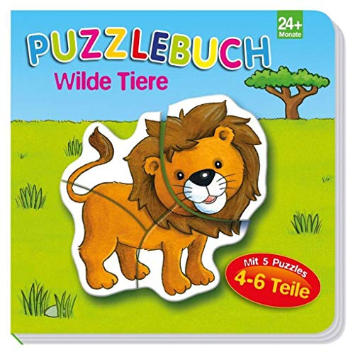 Puzzlebuch Wilde Tiere: 5 Puzzles mit je 4-6 Teilen