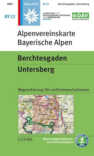 Berchtesgaden, Untersberg: Topographische Karte 1:25.000 mit Wegmarkierung, Ski- und Schneeschuhrouten (Alpenvereinskarten)