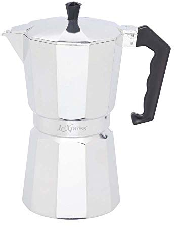 KitchenCraft Le'Xpress 9-Cup Stove Top Espresso Maker, Medium Aluminium Coffee Maker for Home or Camping, Makes Authentic Italian Coffee, with Gift Box, 47 ml – Grey