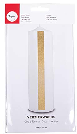 Rayher 3103706 Verzierwachs, gold, 2 Verzierwachsplatten 20 x 10 cm, Wachsfolie zum Kerzen verzieren, Kerzenwachs, Wachsfolie