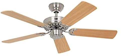 CasaFan kaiserkraft | Deckenventilator CLASSIC ROYAL | Rotorblatt-Ø 1030 mm | Buche/Chrom gebürstet