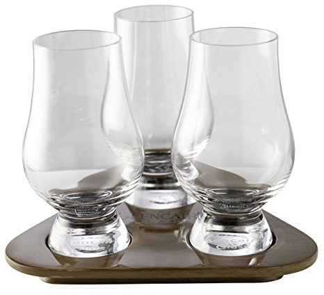 GLENCAIRN The Glass Tasting-Set I 3x Whiskeygläser 190 ml & 1x Holztablett I Bleifreies Kristallglas I Hochwertige Whiskey Gläser I spülmaschinentauglich & bruchsicher