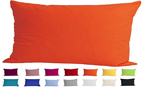 beties Basic Kissenbezug ca. 40x80 cm Kissenhülle 100% Baumwolle in vielen fröhlichen Uni-Farben (orange)