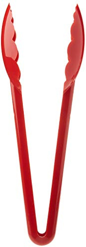 Mercer Culinary M35100RD 9 1/2-Inch Utility Tongs-Red, Nylon, 38x10x3 cm | Resists temperatures up to 250C to protect hands from heat transfer and steam burns, providing a secure grip.