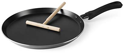 Excelsa Amica Crepiera con Tiracrepes, Alluminio, Nero, con rivestimento antiaderente, 24 cm