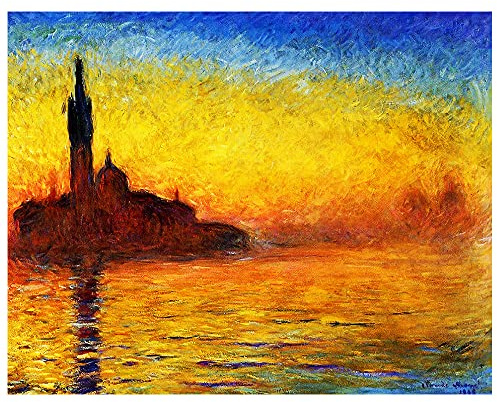 Legendarte Claude Monet San Giorgio Maggiore in der Dämmerung Kunstdruck auf Leinwand, cm. 80x100