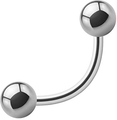 Treuheld® | 1,2mm x 22mm Piercing Banane | Kugeln 4mm | Chirurgenstahl 316L | Silber | Curved Barbell/gebogener Stab für Augenbraue, Bauchnabel