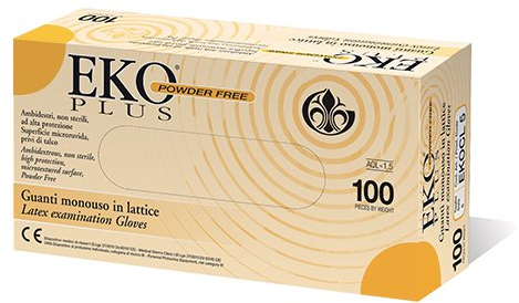 EKO Plus EKOCL7 Guanto Monouso in Puro Lattice di Gomma Naturale, Non Sterile, Misura M, 10x100 Pezzi, Totale 1000 Pezzi