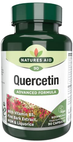 Natures Aid Quercetin Formula – 90 Vegan Capsules | With Vitamin C, B5, MSM, Pine Bark & Liquorice, Supports Energy & Wellbeing, High Strength Antioxidant