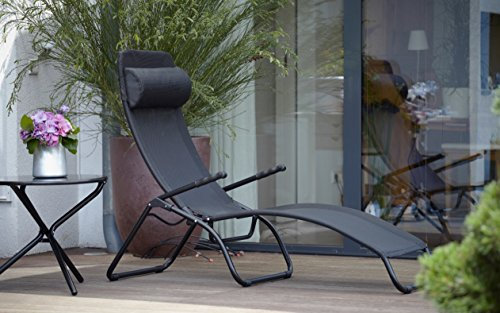 Jan Kurtz Fiam Samba Relaxliege limited Edition, Gestell: Aluminium schwarz, Bezug: Kunststoffgewebe schwarz