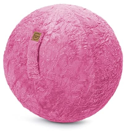 Sitting Ball Fluffy Webplüsch Sitzball, kuscheliger Gymnastikball, Fitnessball mit Plüschstoff, Yogaball, ca. 65 ⌀, bei 30° waschbar, pink