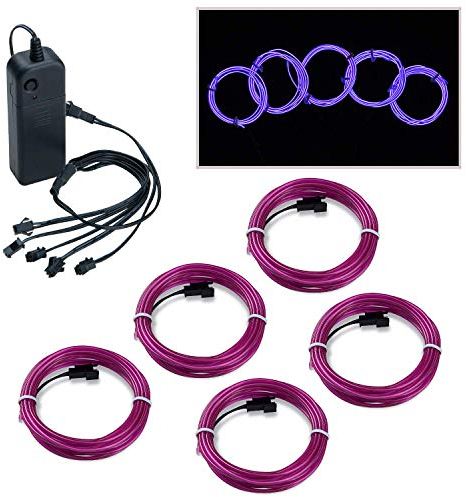 COVVY Wasserdicht Flexibel 5 * 1Meter Neon Beleuchtung Lichtschlauch Leuchtschnur EL Kabel Wire mit 3 Modis für Disco Party Kinder Halloween Kostüm Kleidung Weihnachtsfeiern (Lila)