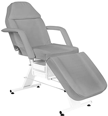 ACTIVESHOP Basic 202 Kosmetikliege Massageliege Massagetisch Massagestuhl Grau bis 150 kg belastbar Premium-PU-Leder mit Aufbewahrungsladen 180 x 60 x 75 cm (L x W x H)